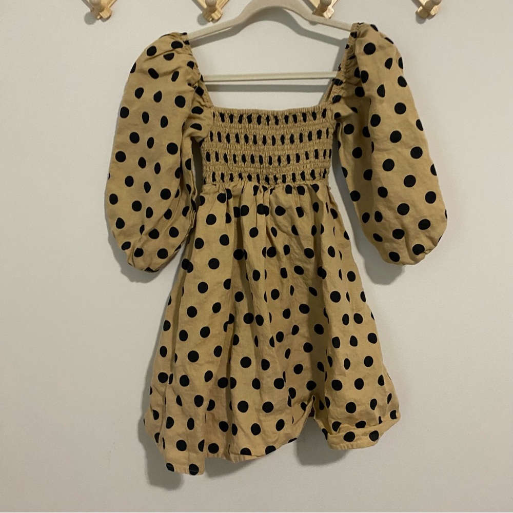 Faithfull the Brand Tan and Black Polka Dot Mini Dress - Picture 10 of 10